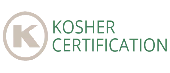 犹太洁食认证标志，圆圈内含字母「K」，旁边为 KOSHER CERTIFICATION 字样。